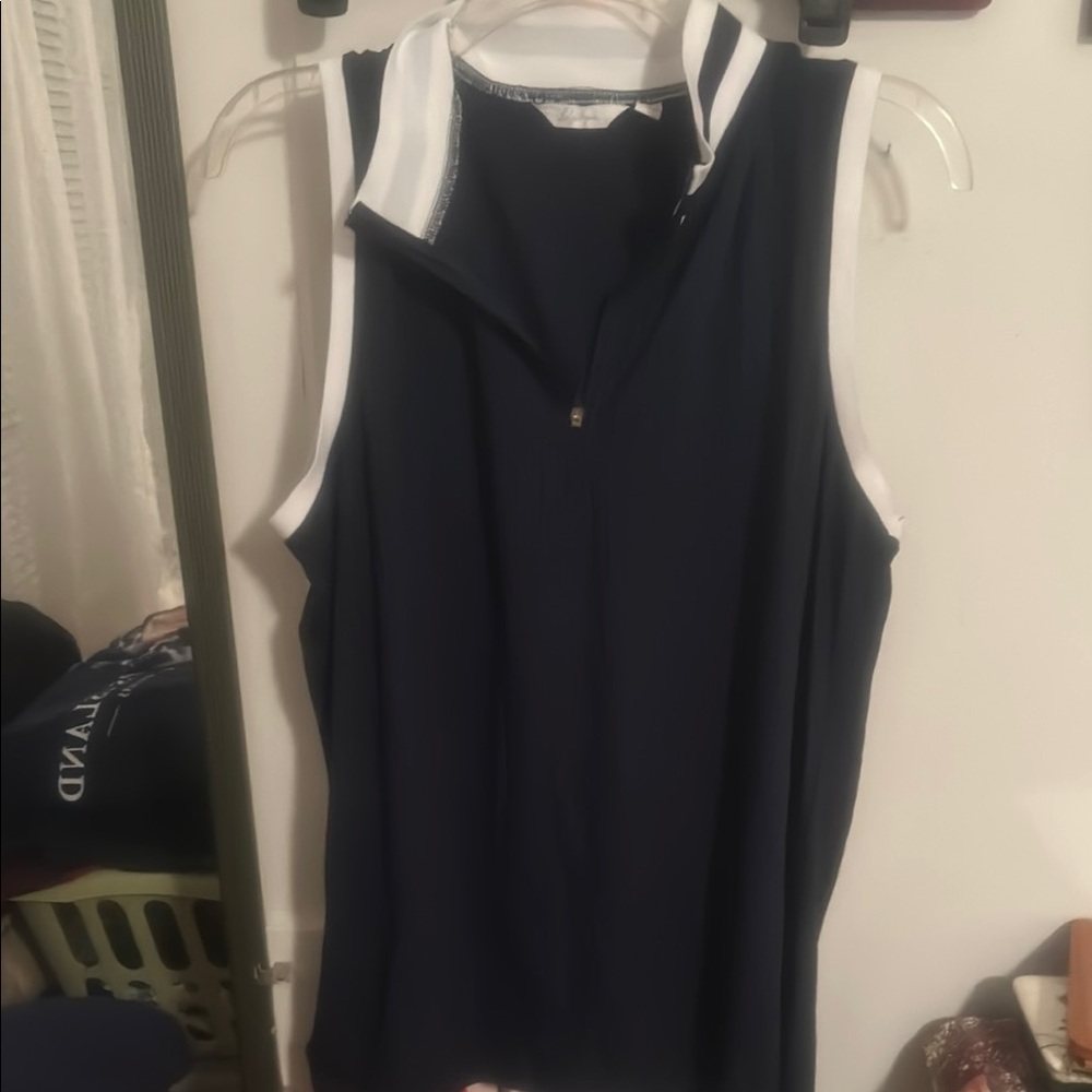 Lady Hagen Blue Sleeveless Polo Tank Top